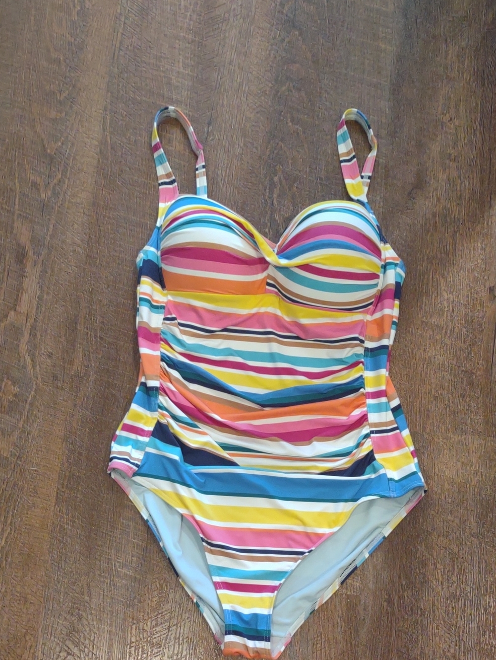 Niptuck Swim Women's 10 Striped Multicolor One-Piece Swimsuit W/Adjustable Strap
